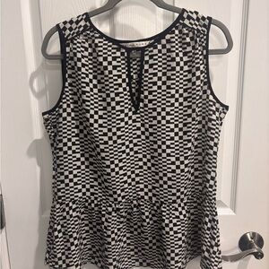 Trina Turk Monochrome Checkered Blouse